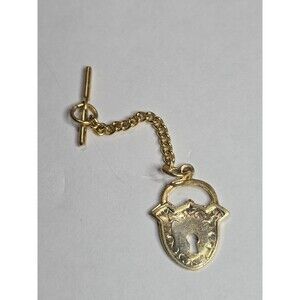 Lock With Chain And Bar Golden Toned Charm